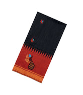 Black Woven Dupion Silk Saree With Buttas & Contrast Border-DS0619
