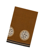 Oil Mustard Woven Chirala Cotton Saree With Printed Floral Motifs-CR1353