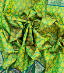 Green Handloom Lino Silk Saree With Jamdhani Dubla Jaal -KA12626