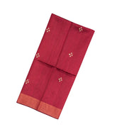 Crimson Handloom Dupion Silk Saree With Printed Bird Pallu-DS0493