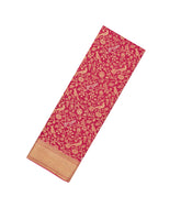 Crimson Woven Mysore Silk Saree With Peacock Vine Motifs-MS3304