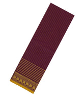 Maroon Woven Chettinad Cotton Saree With Stripes & Zari Border-CN1918