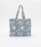Grey Bagru Printed Handmade Cotton Quilted Tote Bag-ACS1032