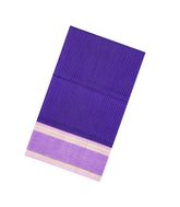 Purple Handloom Silk Cotton Saree With Stripes & Contrast Border-SC4589