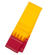 Yellow Handloom Korvai Kanchipuram Silk Saree With Crimson Temple Border-KA13153