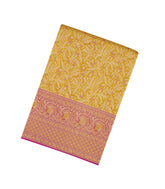 Mustard Handloom Kanchipuram Tissue Silk Saree With Meena Floral Motifs-KA13518