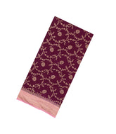 Dark Maroon Handloom Banarasi Khaddi Georgette Silk Saree With Contrast Border-BE1814