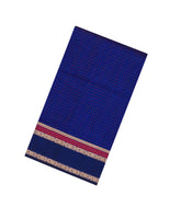 Blue Handloom Silk Cotton Saree With Checks-SC4288