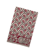Taupe Woven Kalamkari Cotton Saree With Crimson Printed Motifs-KAL1160