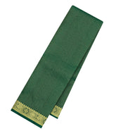 Dark Green Handloom Kanchipuram Silk Saree With Dotted Stripes-KA15087