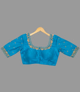 Light Blue Embroidered Festive Blouse