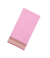 Baby Pink Handloom Maheswari Silk Cotton Saree With Contrast Border-SC4965