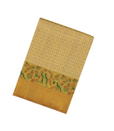 Gold Handloom Kanchipuram Tissue Silk Saree With Floral Jaal Motifs & Meena Border-KA13496
