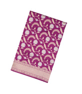 Magenta Handloom Banarasi Silk Saree With Floral Motifs-BE1436