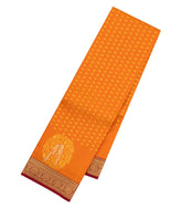 Orange Handloom Korvai Kanchipuram Silk Saree With Kamalam Motifs-KA15500
