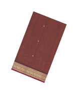 Brown Handloom Silk Cotton Saree With Buttas & Zari Border-SC4813