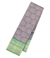 Blue Handloom Korvai Kanchipuram Silk Saree With Floral Zari Motifs-KA16138