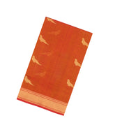 Orange Handloom Silk Cotton Saree With Buttas & Zari Border-SC4812