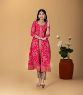 Pink Floral Printed Kurta-KR0848