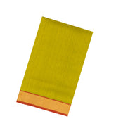 Lime Green Handloom Silk Cotton Saree With Contrast Border-SC4486