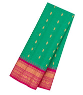 Aquamarine Handloom Gadwal SICO Saree With Cotton Body & Silk Border-GA0368