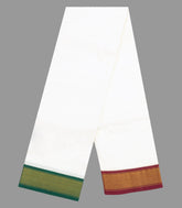 White Handloom Korvai Pure Silk 9 Yards Dhoti With 5 Yards Angavasthram-CD1549