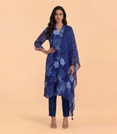 Blue Floral Abstract Printed Contemporary Kurta Set-RC5652