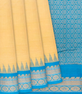 Sandal Handloom Chirala Silk Cotton With Blue Border-Sandal