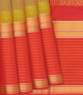 Beige Handloom Chirala Silk Cotton Saree With Checks-Beige