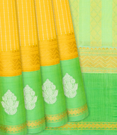 Turmeric Yellow Handloom Chirala Silk Cotton With Checks-Turmeric Yellow