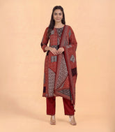 Brown and Black Printed Kurta Set-RC5628