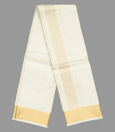 Cream Handloom 8 Yards Silk Dhoti With 4 Yards Angavastram & Shirt Material -CD1518