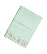 Mint Green Woven Blended Tussar Saree With Embroidered Floral Border-BL4134