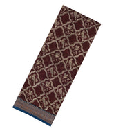 Dark Brown Printed Chanderi Cotton Saree With Bird Motifs-CC1446