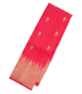 Dark Peach Handloom Kanchipuram Silk Saree With Floral Zari Buttas-KA12966