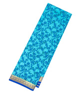 Turquoise Woven Mysore Silk Saree With Printed Floral Motifs-MS3029