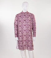 Mauve Mid Length Kurta with modern palm tree print -EW1097