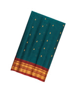 Indigo Handloom Gadwal Silk Cotton Saree With Buttas-GA0259