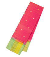 Hot Peach Handloom Kanchipuram Silk Saree With Buttas & Contrast Border-KA13620