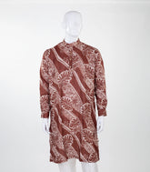 Rust Brown Mid Length Kurta with floral zig zag print -EW1118