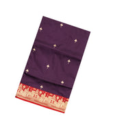 Burgundy Handloom Banarasi Silk Saree With Floral Buttas-BE1497