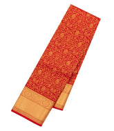 Red Handloom Kanchipuram Silk Saree With Floral Vine Motifs-KA14770