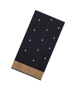 Black Handloom Maheswari Silk Cotton Saree With Floral Buttas & Zari Border-SC4865