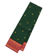 Dark Green Handloom Korvai Kanchipuram Silk Saree With Buttas-KA15719