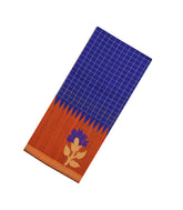 Blue Woven Tussar Silk Saree With Checks & Contrast Border-TU3245