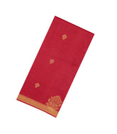 Red Woven Tussar Silk Saree With Peacock Buttas-TU3274