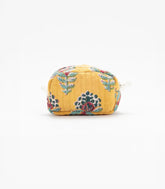 Yellow Cotton Bagru Printed Coin Pouch With Zipper-ACS1070