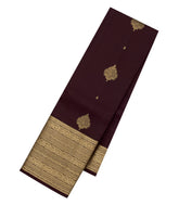 Dark Brown Woven Pure Silk Saree With Zari Buttas-EC2593