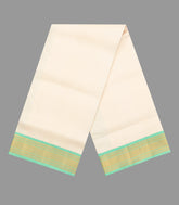 Cream Handloom Korvai Pure Silk 9 Yards Dhoti With 5 Yards Angavasthram-CD1558