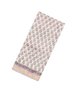 Off White Printed Chanderi Cotton Saree With Zari Border-CC1645